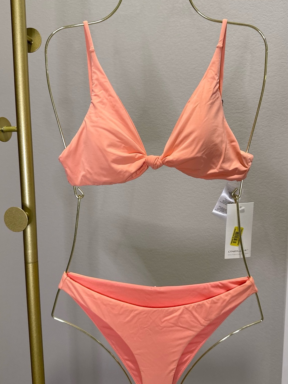 O'Neill Coral Pink Knot Triangle Bikini Set